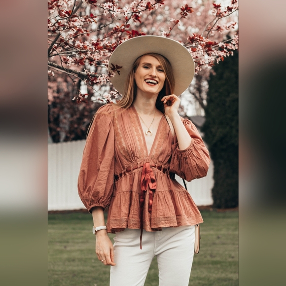 Free People Tie Waist Blouse - Picture 1 of 3